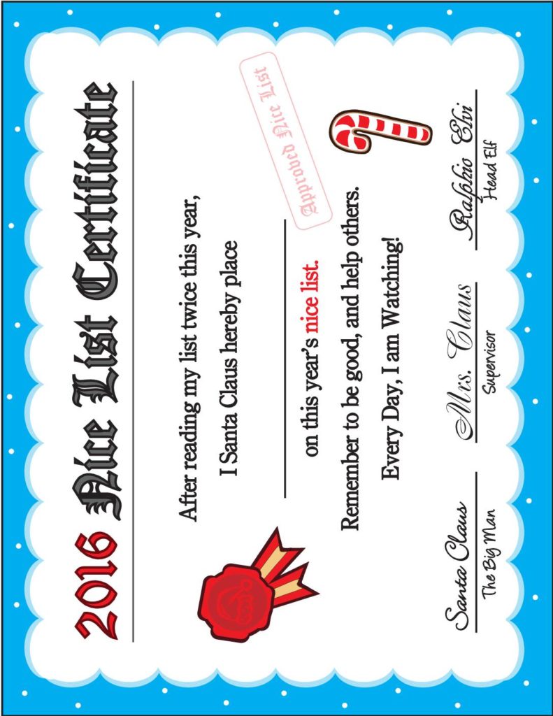 Nice List Certificate  pdf