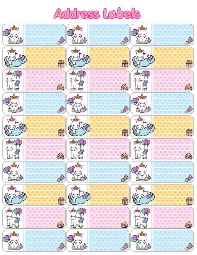 Address Label Unicorn  pdf