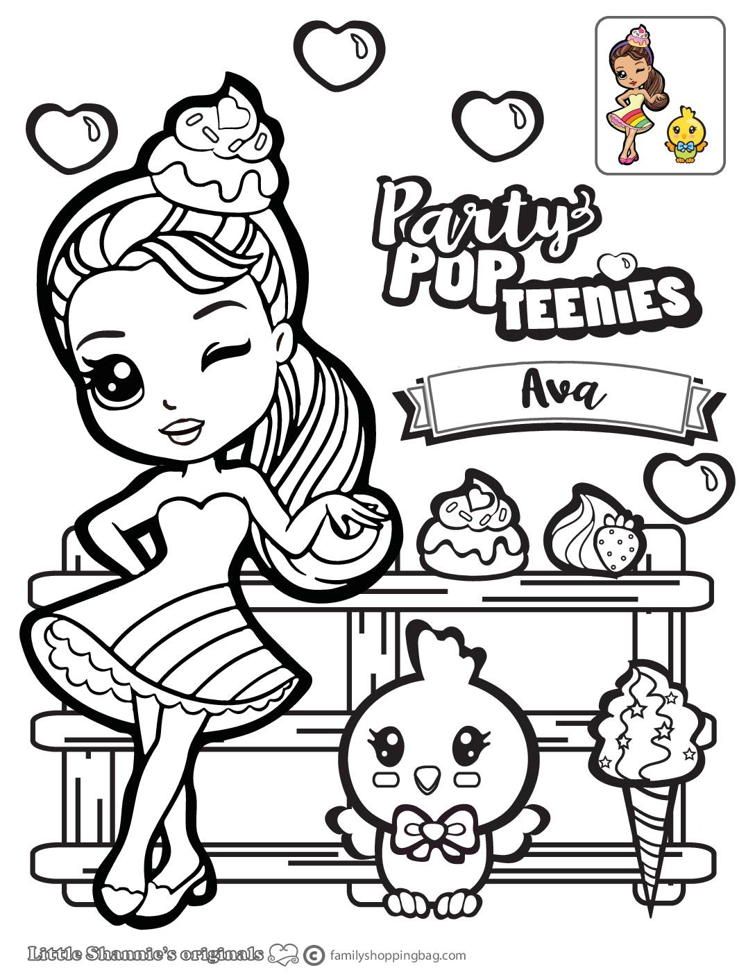 Ava Coloring Page Party Pop Teenies Coloring Pages