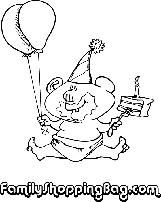 Baby Balloons & Cake Coloring Pages