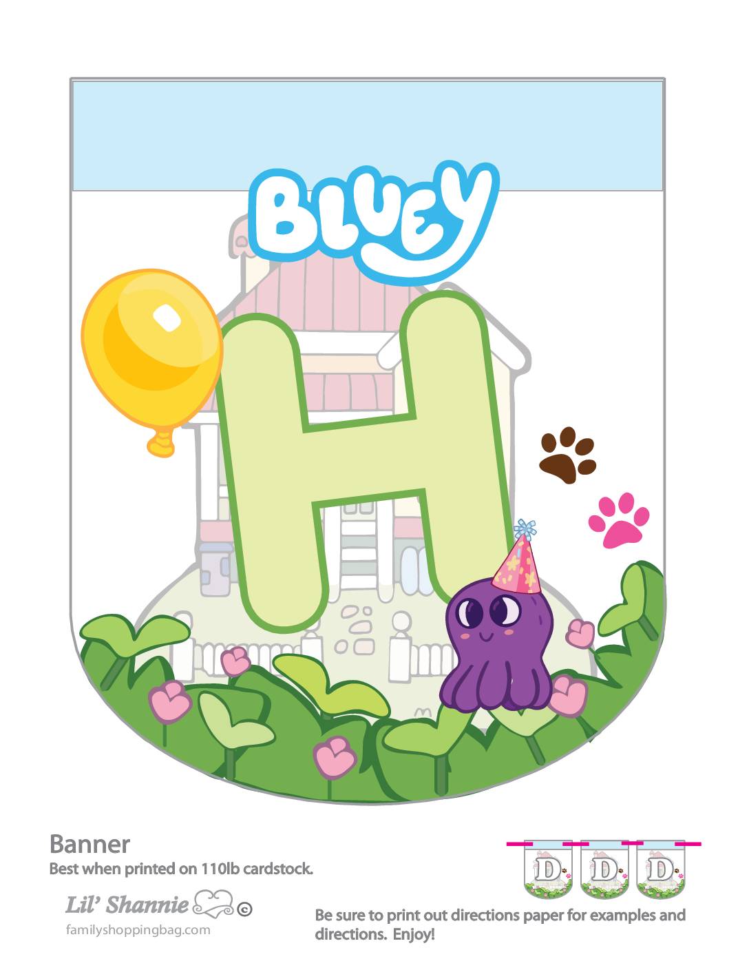 Banner H Bluey Party Banners