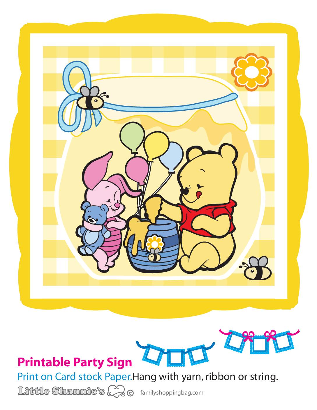 Banner Pooh Baby Shower Party Banners
