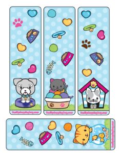 Book Marks Valentine Pups and Kittens