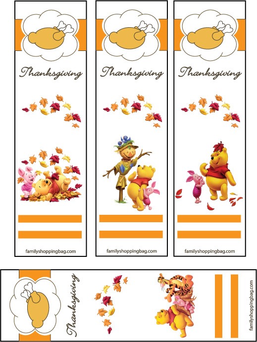 Bookmarks Thanksgiving Pooh 2 Bookmarks