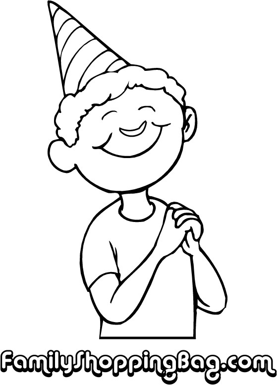 Boy With Birthday Hat Coloring Pages
