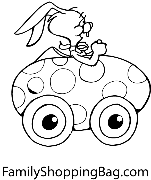 Bunny Driving Car Coloring Pages