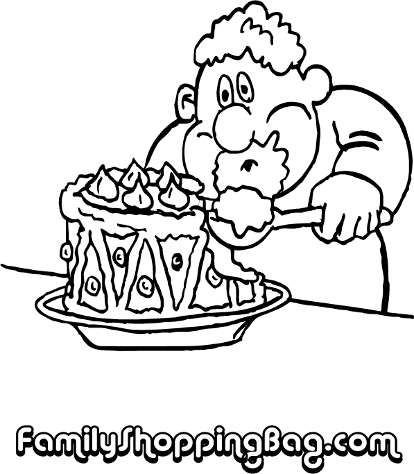 Cake Eating Coloring Pages
