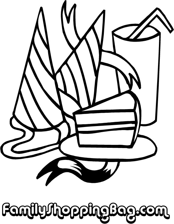 Cake Hats and Drink Coloring Pages