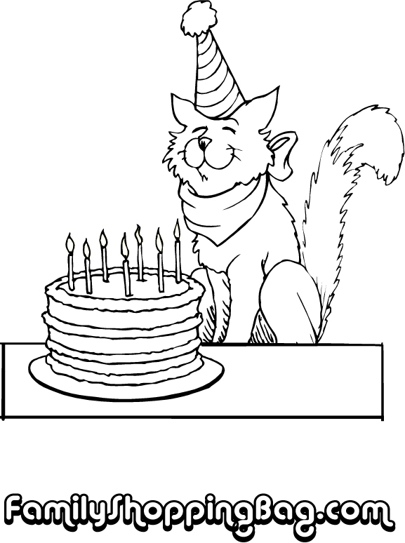 Cat And Cake Coloring Pages