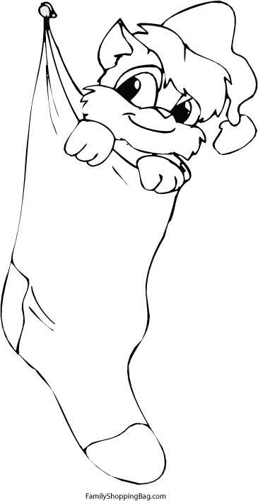 Cat in Stocking Coloring Pages