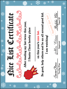 Certificate Santa Letters
