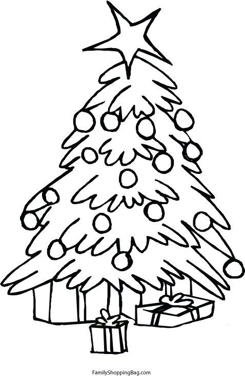 Christmas Tree & Gifts Coloring Pages