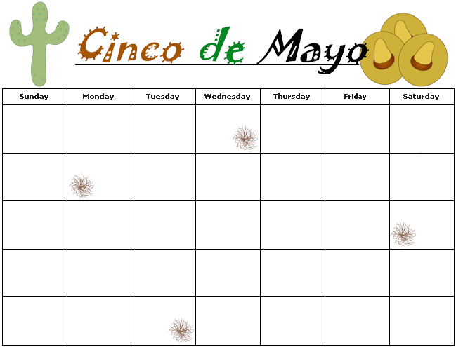 Cinco de Mayo Calendar Cinco de Mayo Calendar