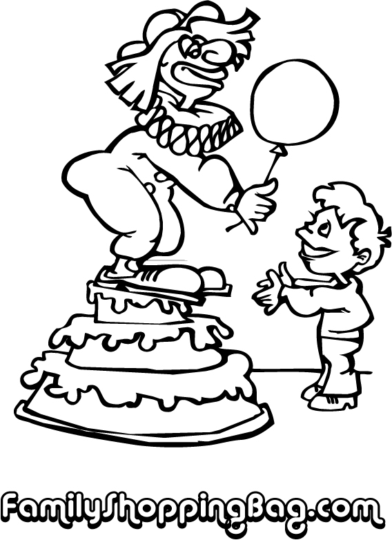 Clown Standing on Cake Coloring Pages
