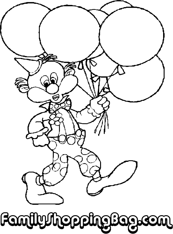 Clown Walking Balloons Coloring Pages