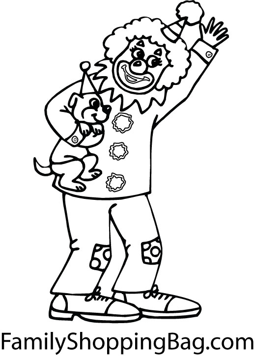Clown & Dog Coloring Pages
