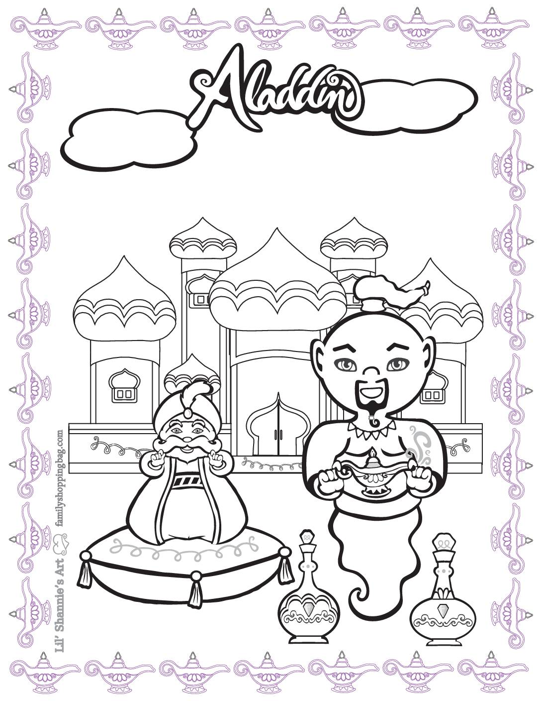 Coloring 3 Page Aladdin Coloring Pages
