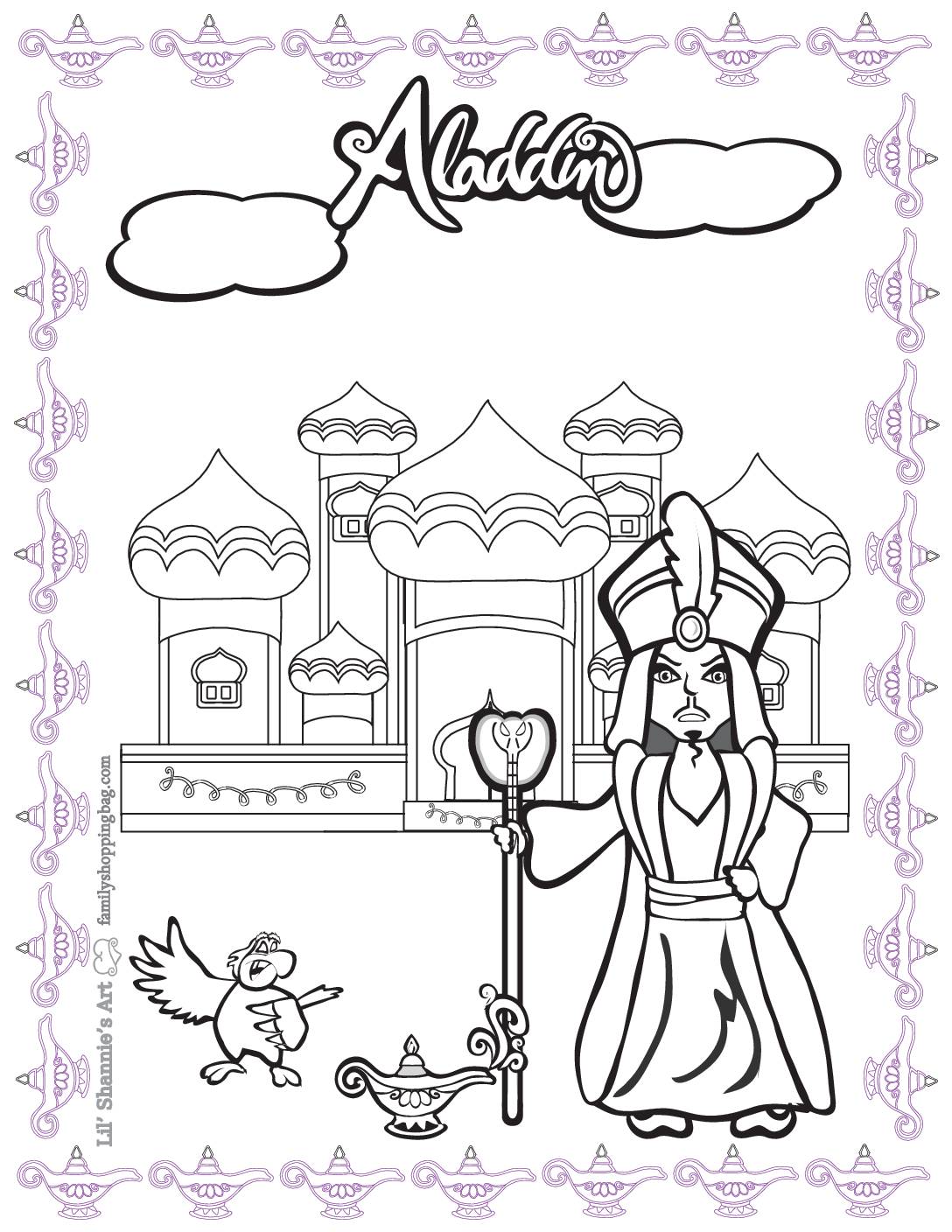 Coloring 4 Page Aladdin Coloring Pages