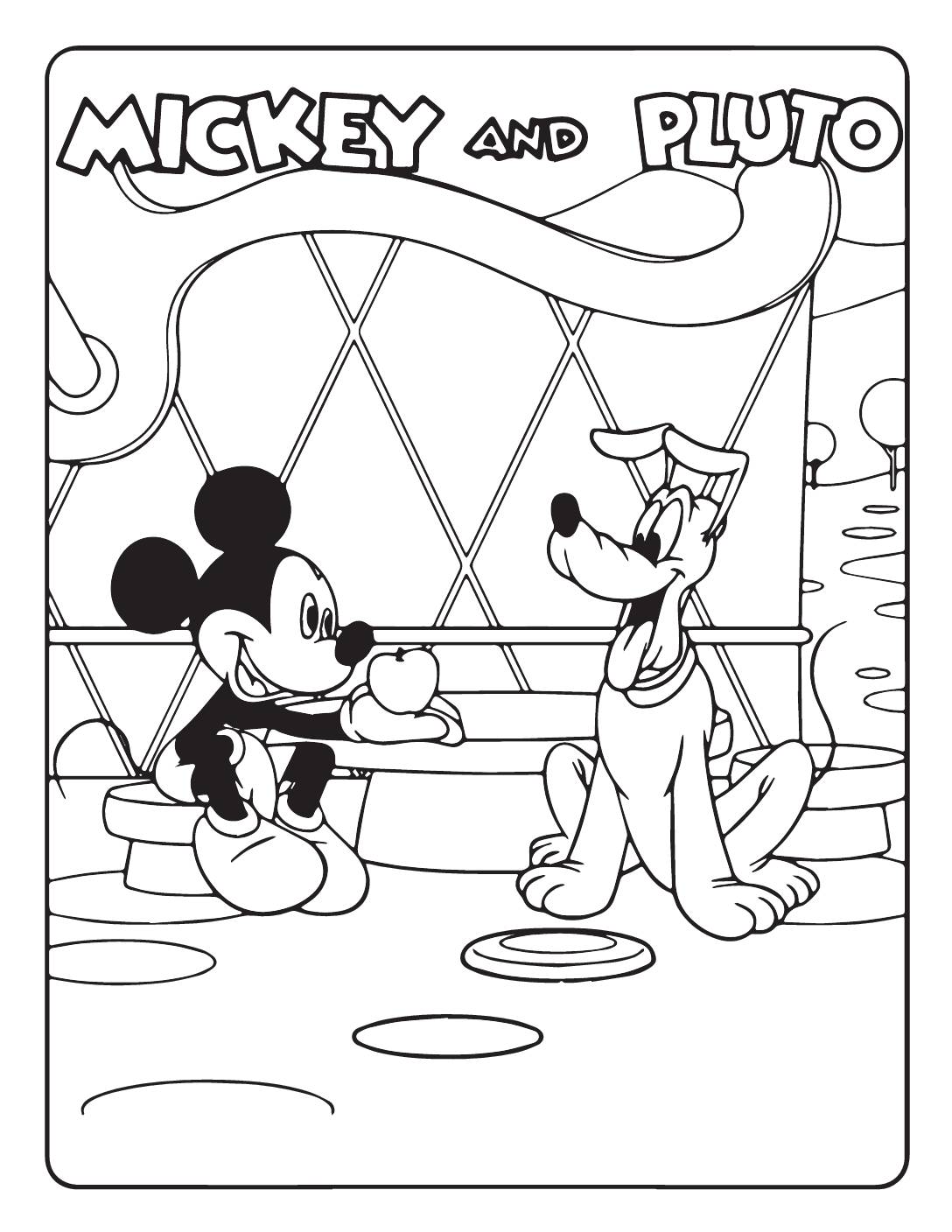Mickey & Pluto Coloring Page