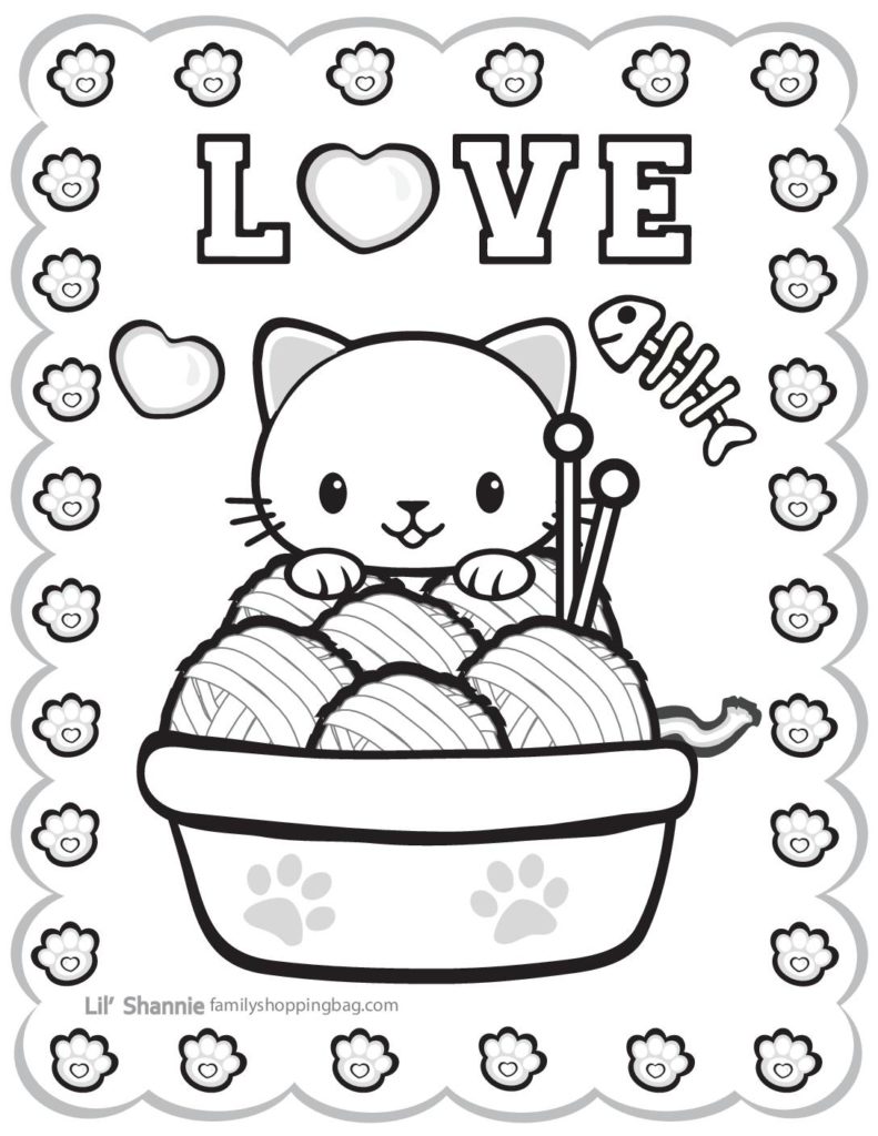 Coloring Page  Valentine Pups and Kittens  pdf