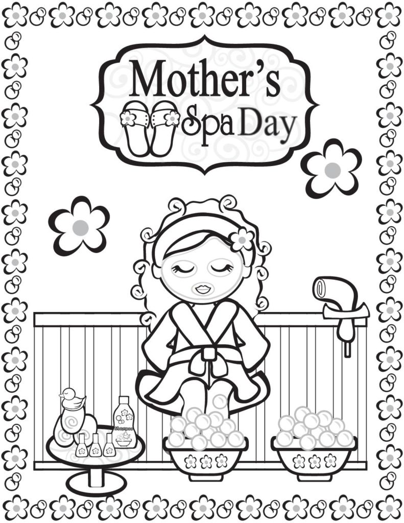 Coloring Page Moms Spa Day  pdf