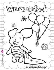 Coloring Page Pooh Shower Birthday  pdf