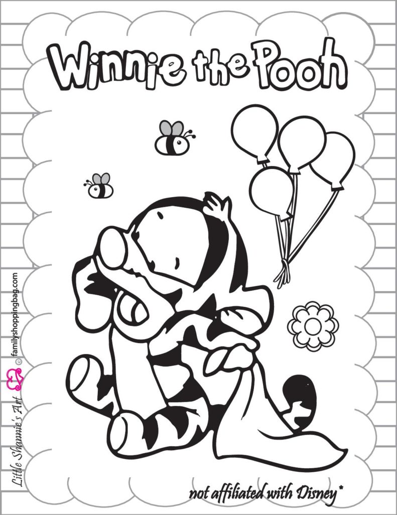 Coloring Page Pooh Shower Birthday  pdf
