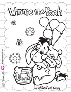 Coloring Page Pooh Shower Birthday  pdf