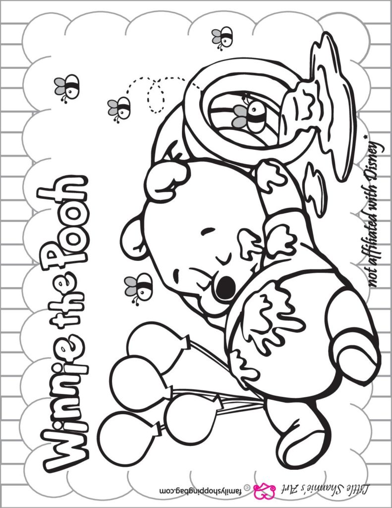 Coloring Page Pooh Shower Birthday  pdf