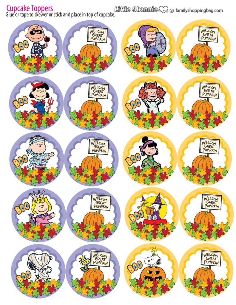 Cupcake Topper Peanuts Halloween  pdf