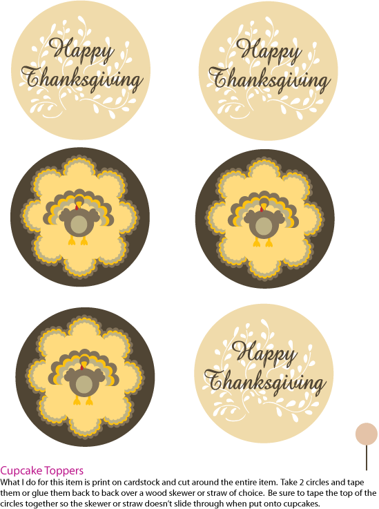 Cupcake Topper Thanksgiving Party Decorations