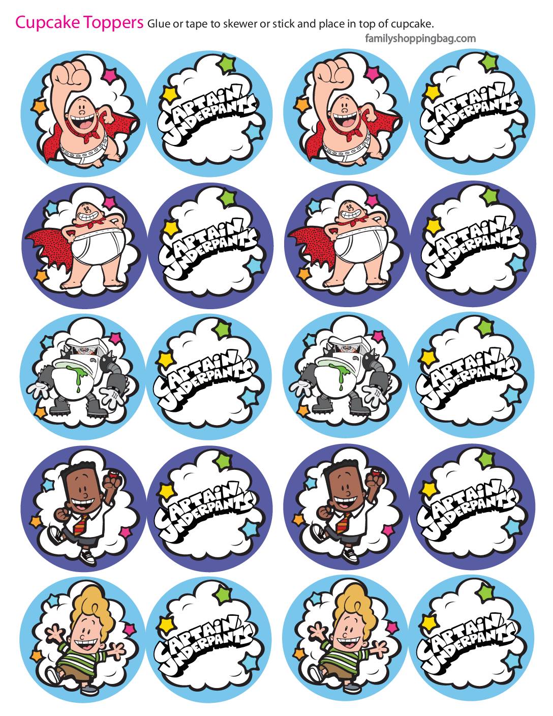 Cupcake Toppers Captain Underpants  pdf