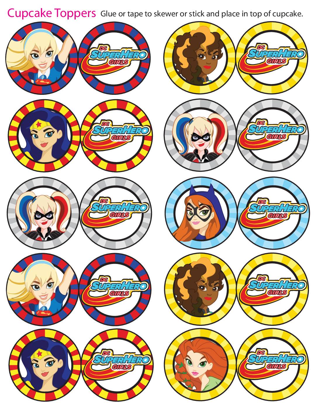 Cupcake Toppers DC Super Hero Girls Cupcake Wrappers