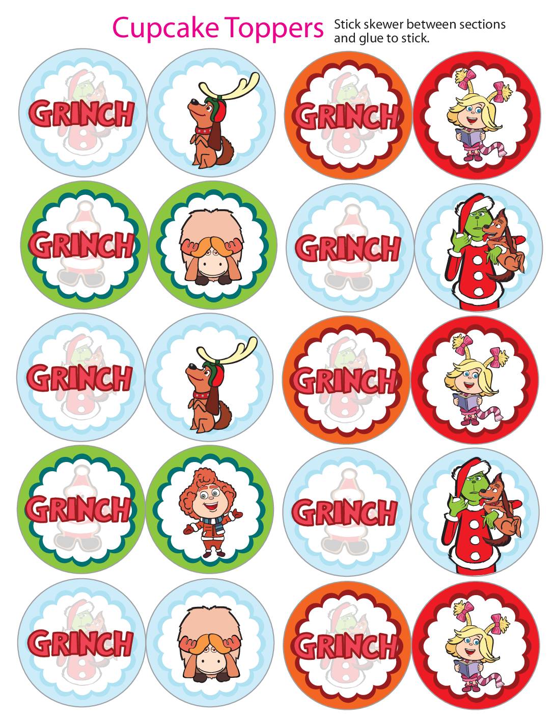 Cupcake Toppers Grinch  pdf