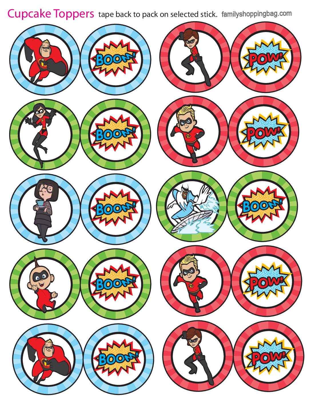 Cupcake Toppers Incredibles  pdf