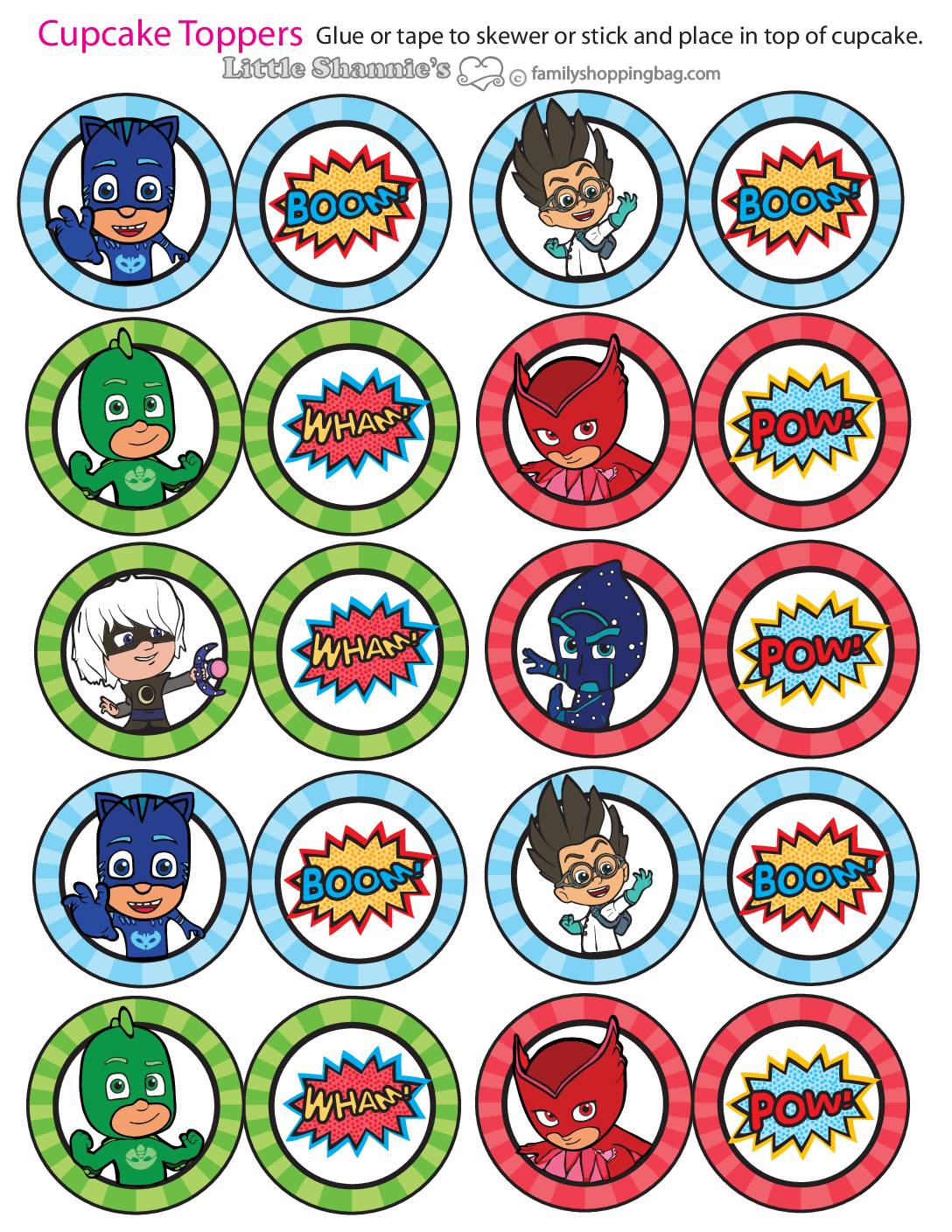 Cupcake Toppers PJ Masks Cupcake Wrappers