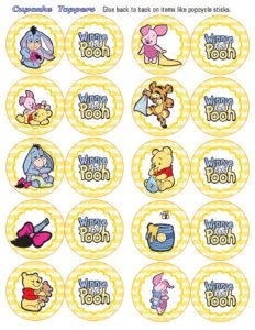 Cupcake Toppers Pooh Shower Birthday  pdf