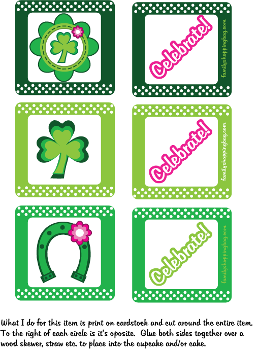 Cupcake Toppers St. Patricks Day printable Party Decorations