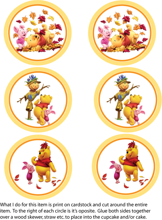 Cupcake Toppers Thanksgiving Pooh