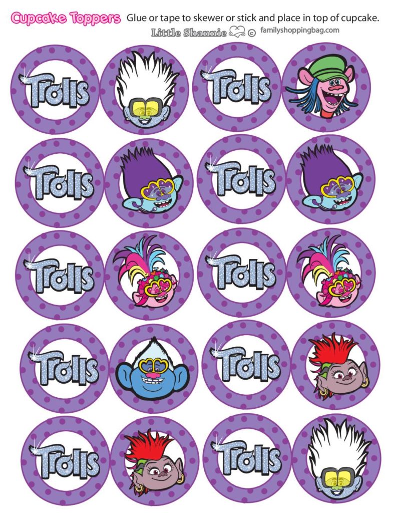 Cupcake Toppers Trolls  pdf