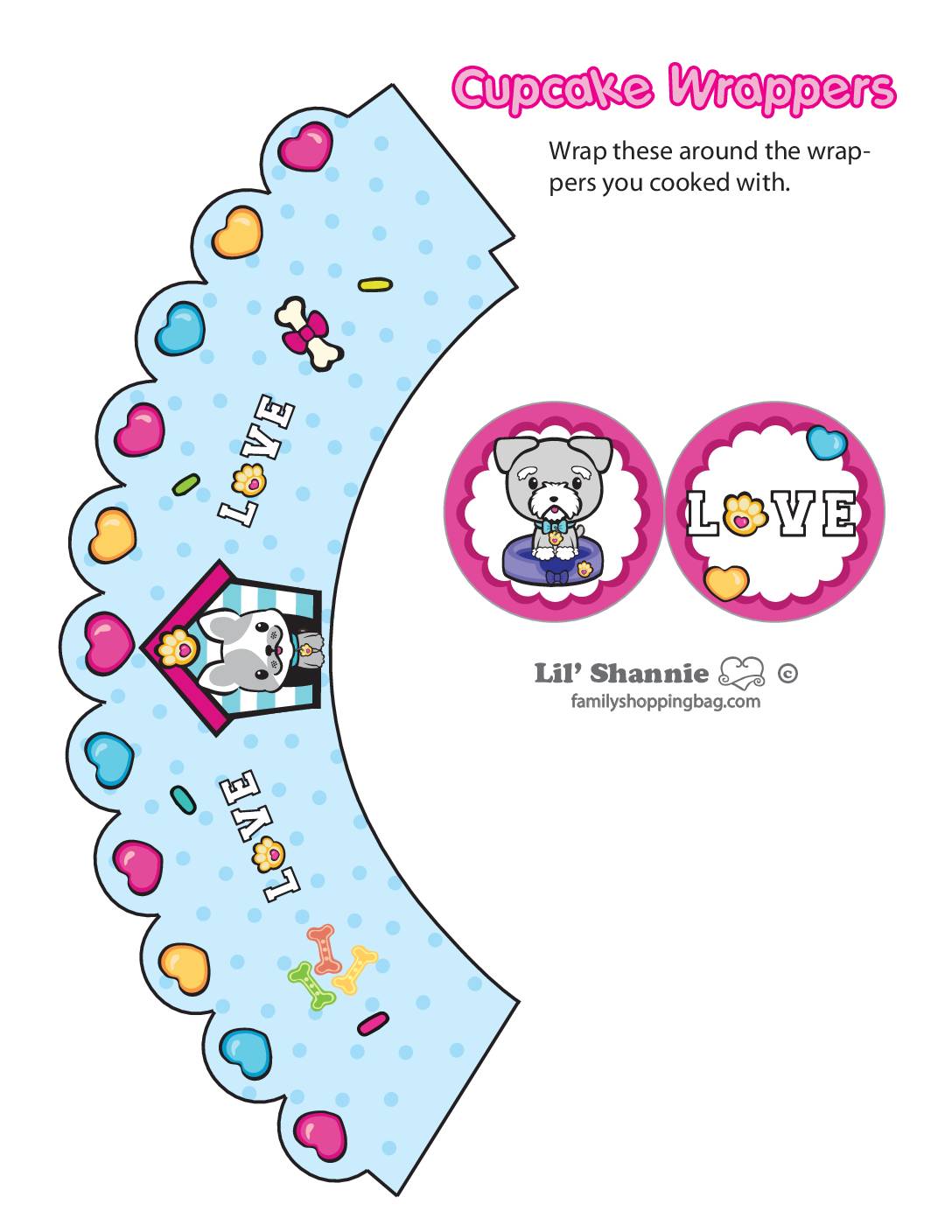 Cupcake Wrappers  Valentine Pups and Kittens  pdf