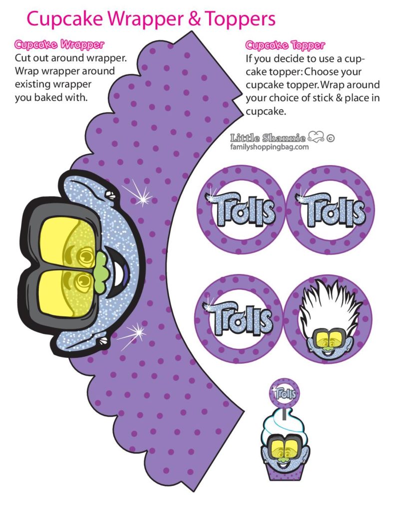 Cupcake Wrappers Boys Trolls  pdf