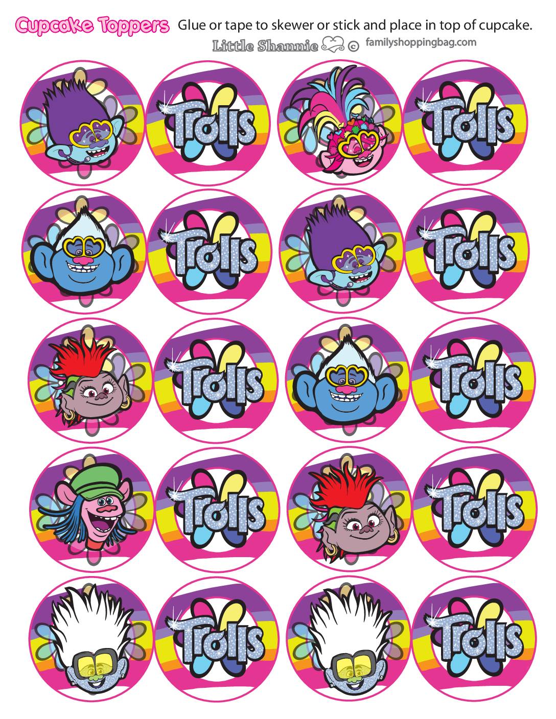 Cupcake Toppers Trolls