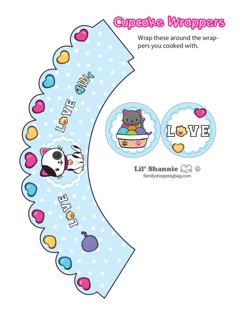 Cupcake Wrappers Valentine Pups and Kittens  pdf