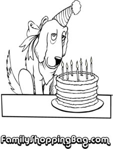 Dog And Cake Coloring Pages