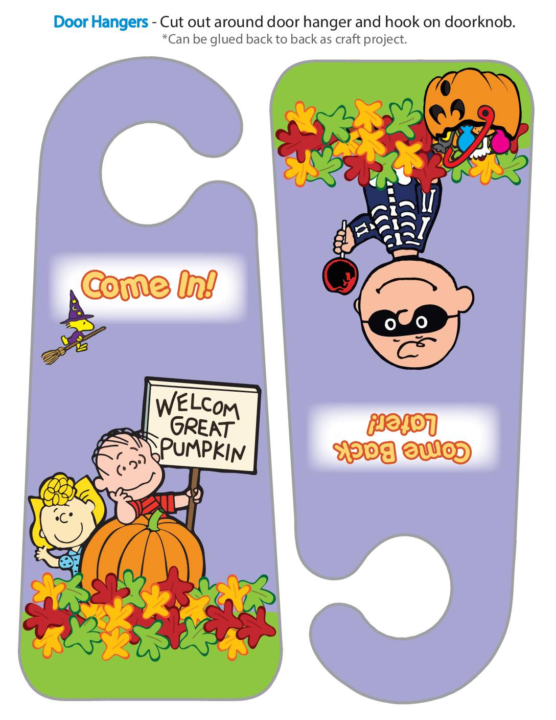 Door Hanger Peanuts Halloween  pdf