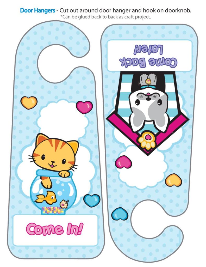 Door Hanger Valentine Pups and Kittens  pdf