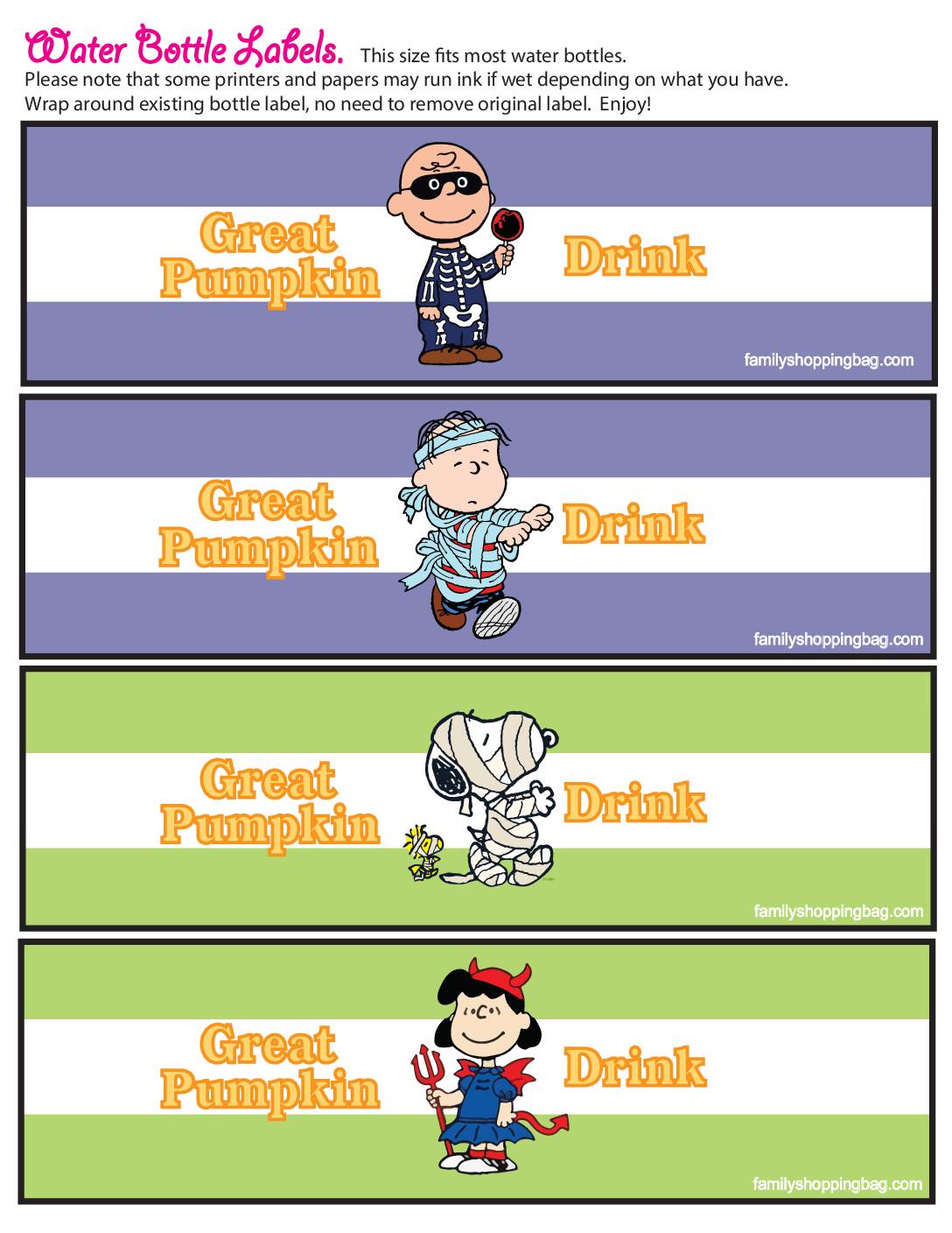 Drink Labels Peanuts Halloween  pdf