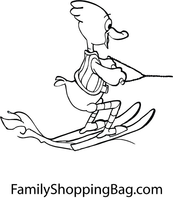 Duck on Water Skis Coloring Pages