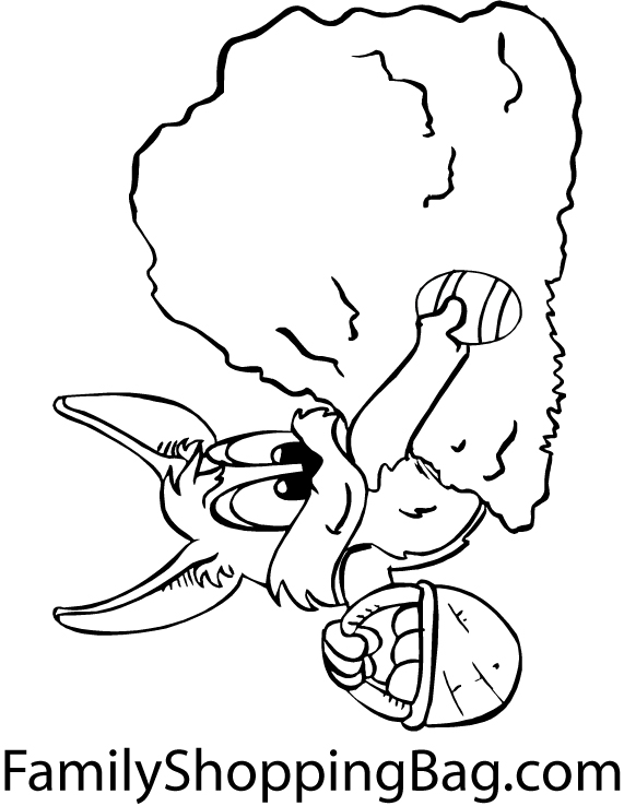 Easter Bunny & Bush Coloring Pages